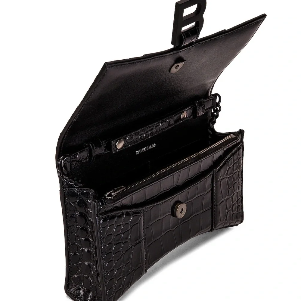 Balenciaga Black Croc-Embossed Crossbody Bag - Picture 7 of 7